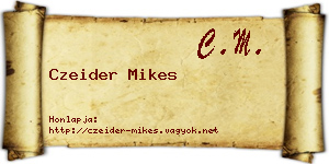 Czeider Mikes névjegykártya